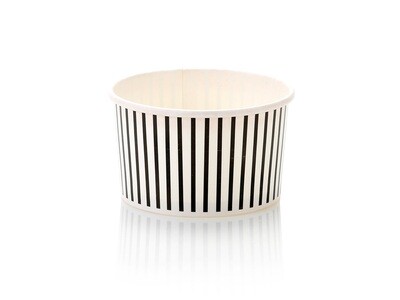 Tub Ice Cream Vintage 150ml -  Black Stripe (50pc)