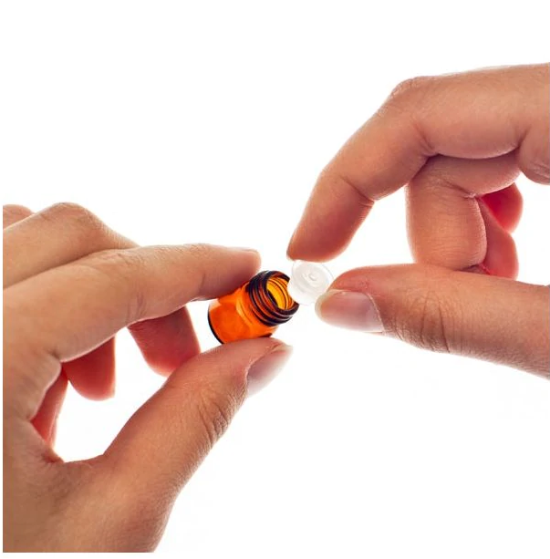 Amber Glass Bottle Vial 1 ml +  Insert + Cap Black