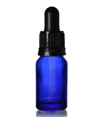 Blue Glass Bottle Dropper 10ml - Pipette 18x60mm Black