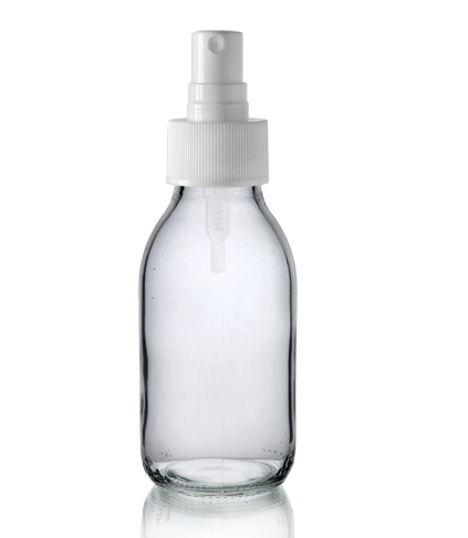 Clear Glass Bottle 100ml - White Atomiser (ea)