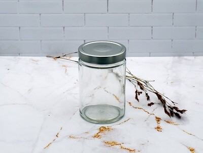 Clear Glass Jar Plus 580 ml - Sil. Alum. Lid 82 mm Deep