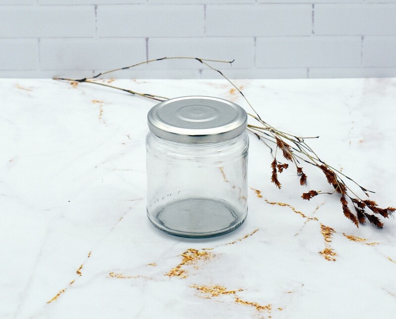 Clear Glass Jar Jam 340GR (290ml) - Sil. Alum. Lid 70mm