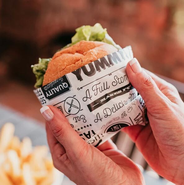 Deli Wrap Black on White Greaseproof 420 x 320 mm (Qty 10)