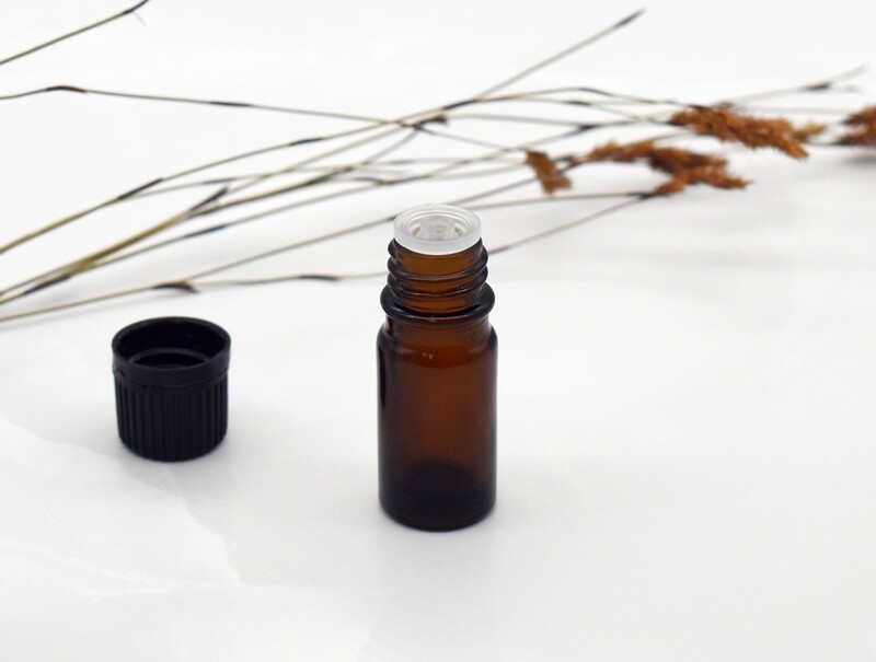 Amber Dropper Bottle 5 ml - Dropper Cap Black Slow Flow (ea)