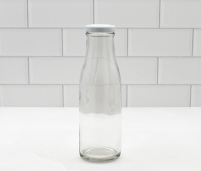 Clear Glass Bottle Chutney 375 ml - White Twist Off Cap 43 mm