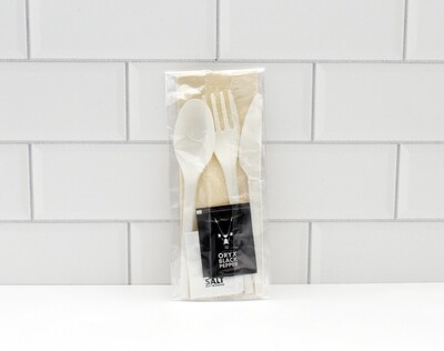 Wrapped Cutlery Set: Compostable K/F/S + W/tpick + S&amp;P + B/Nap (10)