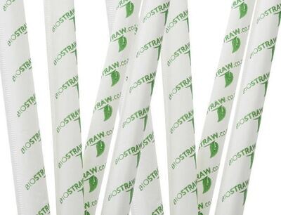 Bio Straws Wrapped 8mm x 210mm - Natural (Qty 100)