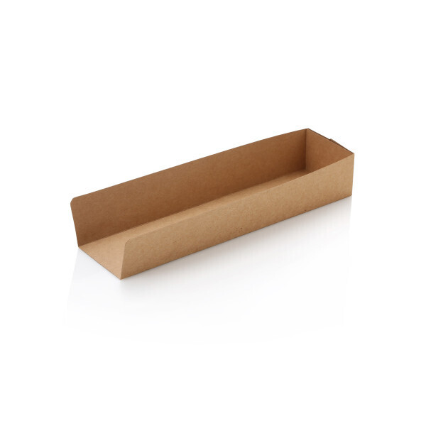 Open Hot Dog Food Tray Unfolded Kraft 22.7 x 4 cm (Qty 100)