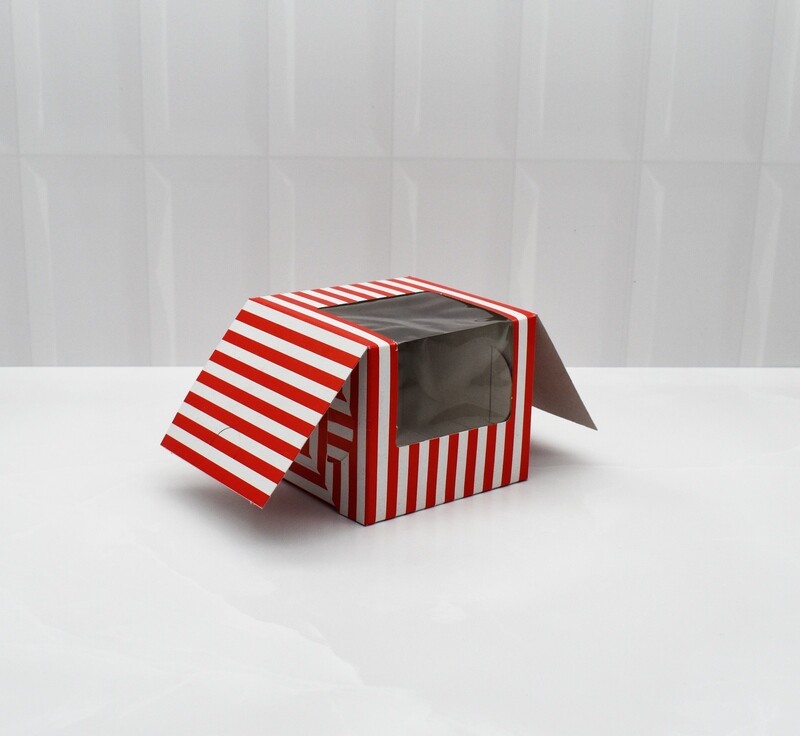 CupCake Single Window White - Stripe Red (ea)