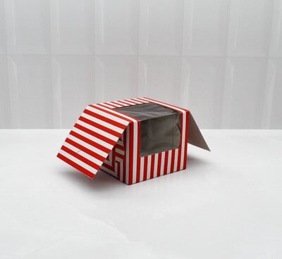 CupCake Single Window White - Stripe Red (ea)