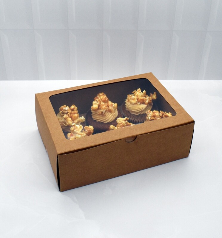 CupCake 6 Cup Box Window Kraft (ea)