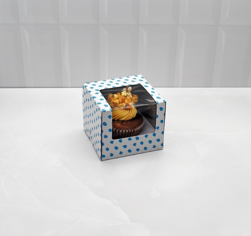 CupCake Single Window White - Blue Dot (ea)