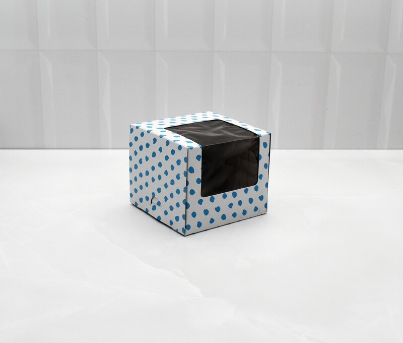 CupCake Single Window White - Blue Dot (ea)