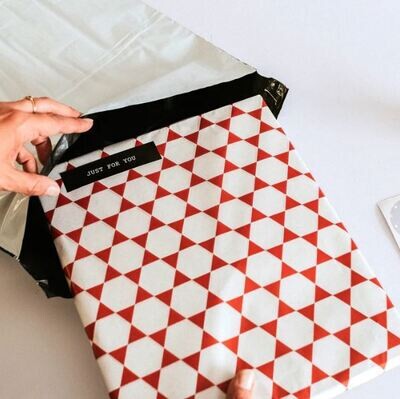 Tissue Paper - Hexagon - Red On White (Qty 5)