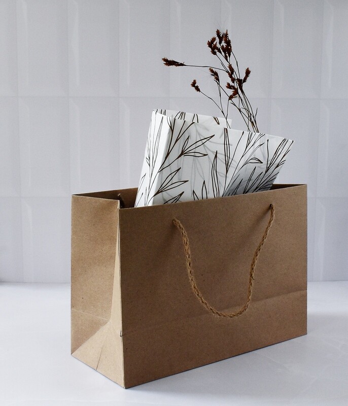 Gift Bag Kraft Nat.Rope Handle-Horiz Large 420 x 175 x 300 mm (ea)