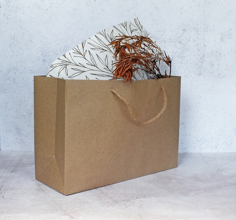 Gift Bag Kraft Nat.Rope Handle-Horiz Xlrg 530x160x350mm (ea)