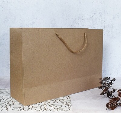 Gift Bag Kraft Nat.Rope Handle-Horiz Xlrg 530x160x350mm (ea)