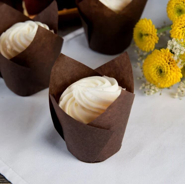 Paper Tulip Cups 160 x 160 x 50 mm Brown (100&#39;s)