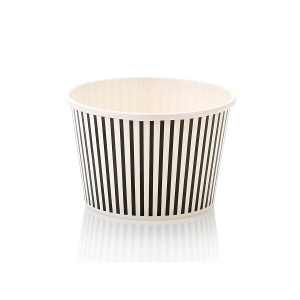 Tub Ice Cream Vintage 250 ml - Black &amp; White Stripe (50pc) 8z