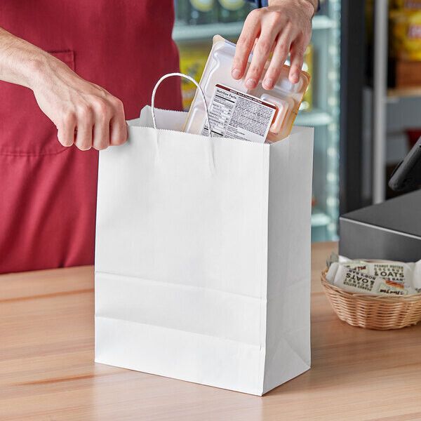 Paper Carrier Bags Twist Handle Thrifty White 265 x 130 x 365 mm (25)