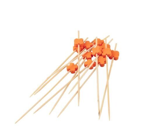 Bamboo Pick 12cm - Flower Orange (Qty 100)