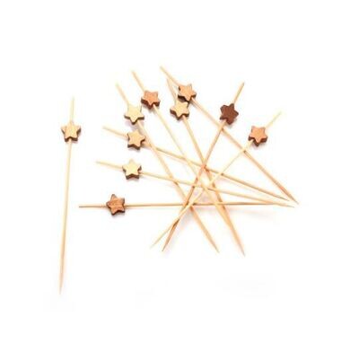 Bamboo Pick 12cm - Stars Gold (B1509) (Qty 100)