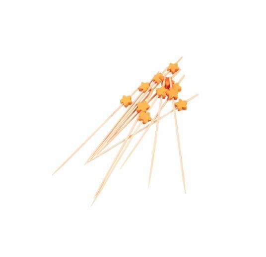 Bamboo Pick 12cm - Star Orange (Qty 100)