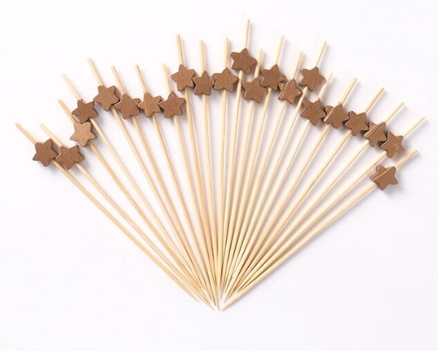 Bamboo Pick 12cm - Stars Gold (B1509) (Qty 100)