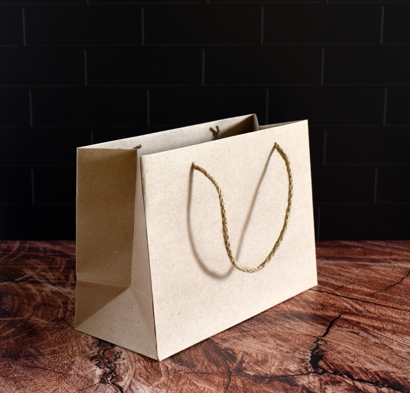 Gift Bag Kraft Nat.Rope Handle-Horizontal Small 285 x 120 x 200 mm