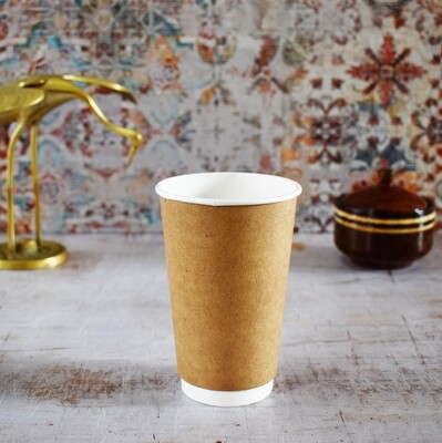 Coffee Cups Double Wall 500 ml - Kraft (Qty 50)