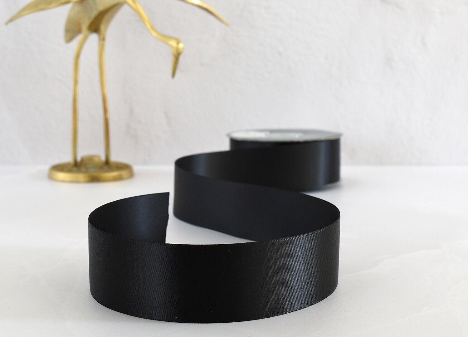 Satin Ribbon Luxury Black 40 mm x 30 m (double faced)