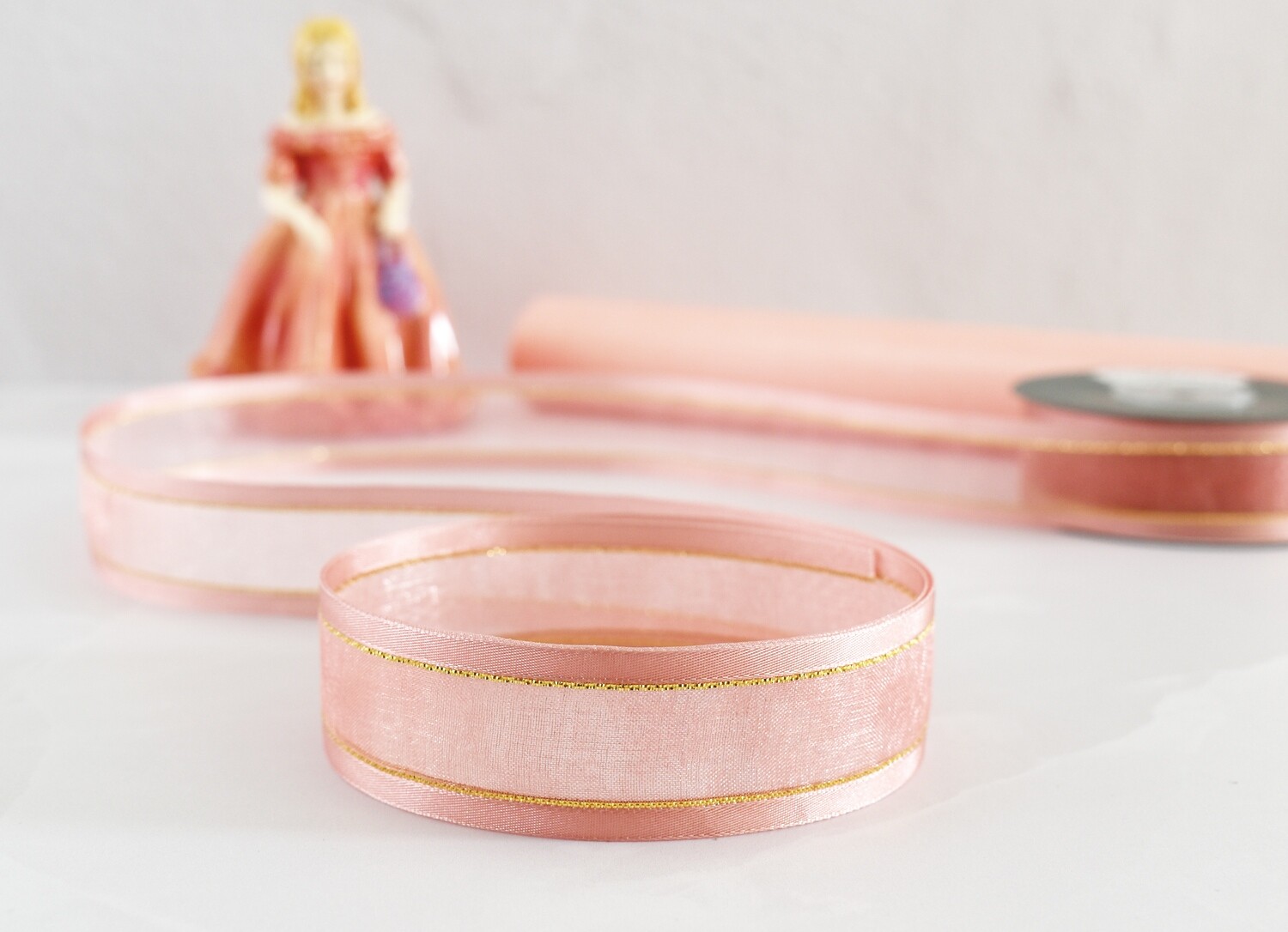 Ribbon Sheer Rose Gold &amp; Gold 25 mm x 20 m