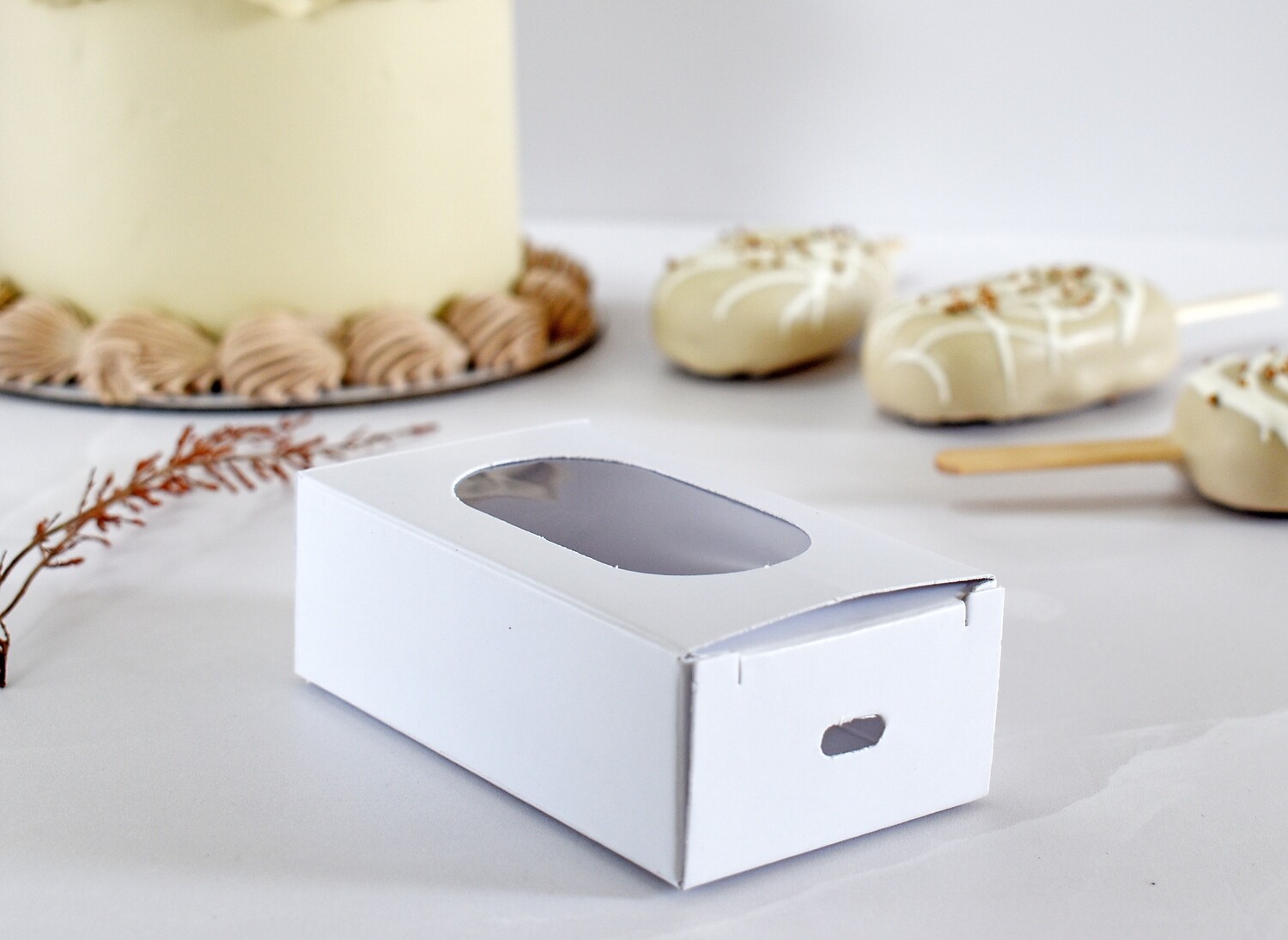 Cakesicle Box 90 x 50 x 30 mm Window White (each)