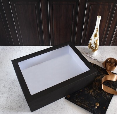 Chipboard Presentation Box-Black Window 360 x 270 x 100 mm (each)