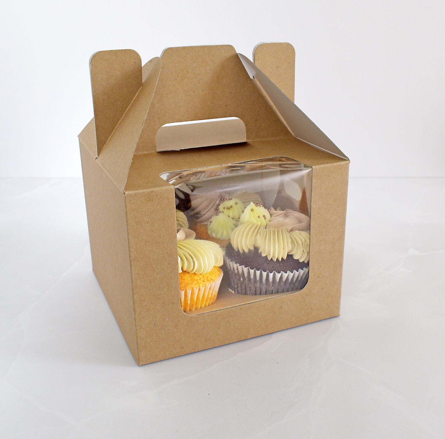 Bento Carrier Box Window (Kraft) 155 x 155 x 120 mm (each)