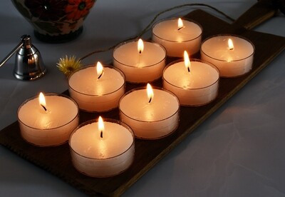Tealight Candle White Maxi Clear Cup ±10hrs (8pk)