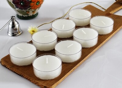 Tealight Candle White Maxi Clear Cup ±10hrs (8pk)