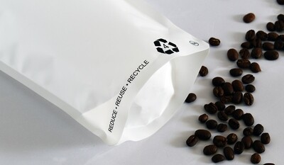 Recyclable Stand Up Zip Pouch 140x245+80mm White (50)* No Valve