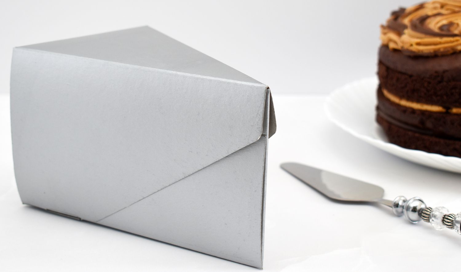 Cake Box Single Slice - Silver (ea)
