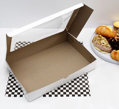 Doughnut Box 290x200x50mm Window White (ea)