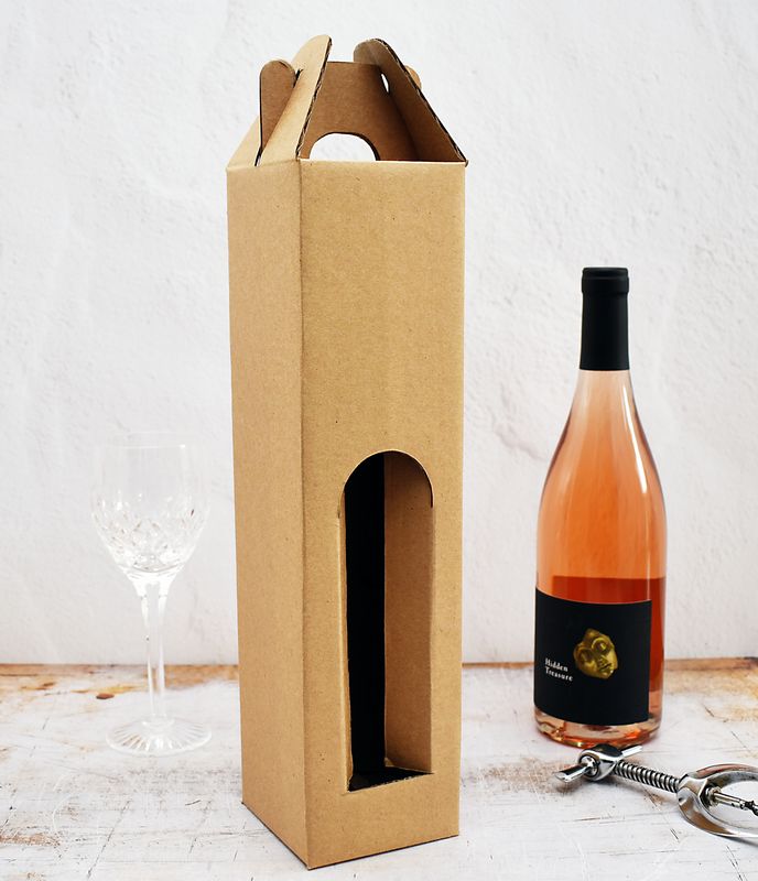 Box Corrugated Wine Bottle Pack 1 - Kraft (each)