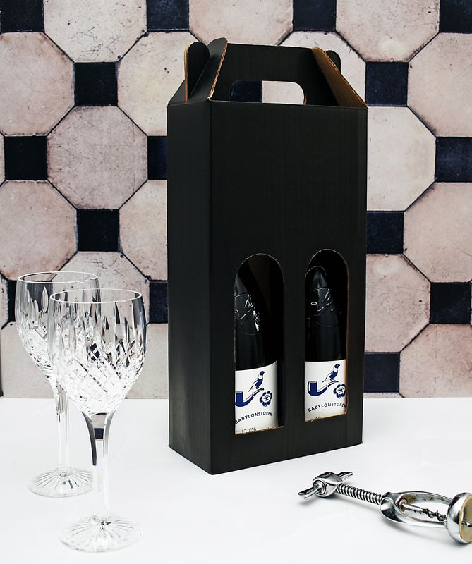 Box Corrugated Wine Bottle Pack 2 - Black (ea)