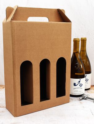 Box Corrugated Wine Bottle Pack 3 - Kraft (ea)