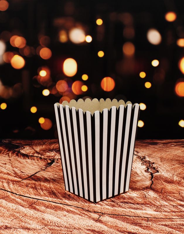 Box Popcorn Small B+W Stripe ONLY 105 x 105 x 155 mm (ea)
