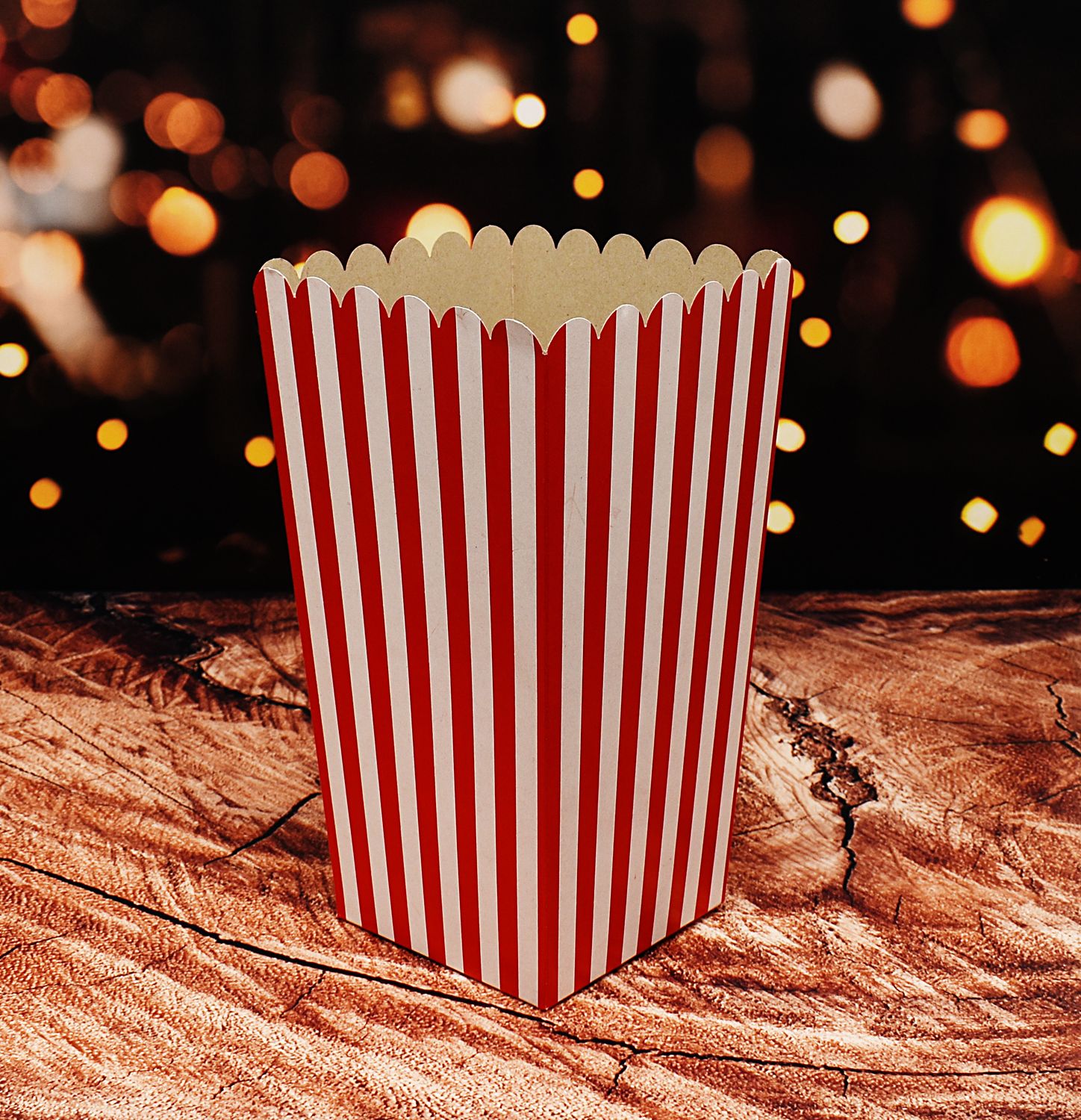 Box Popcorn Large Stripe ONLY Red/White 140x140x240mm