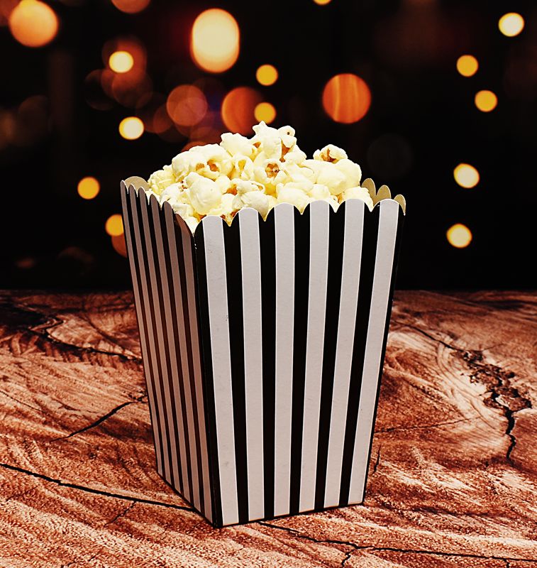 Box Popcorn Small B+W Stripe ONLY 105 x 105 x 155 mm (ea)
