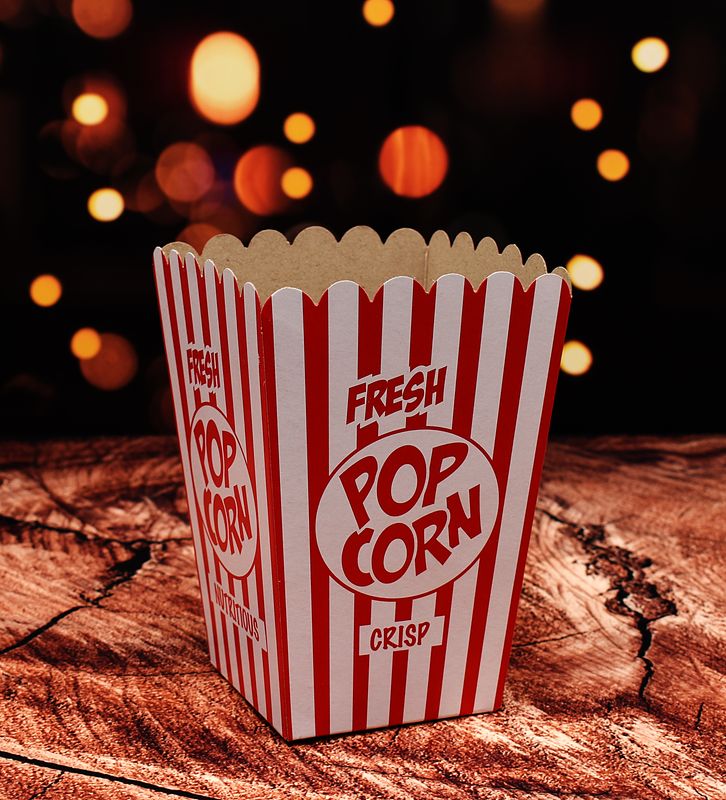 Box Popcorn Small WORDS Red/White Stripe 105x105x155mm