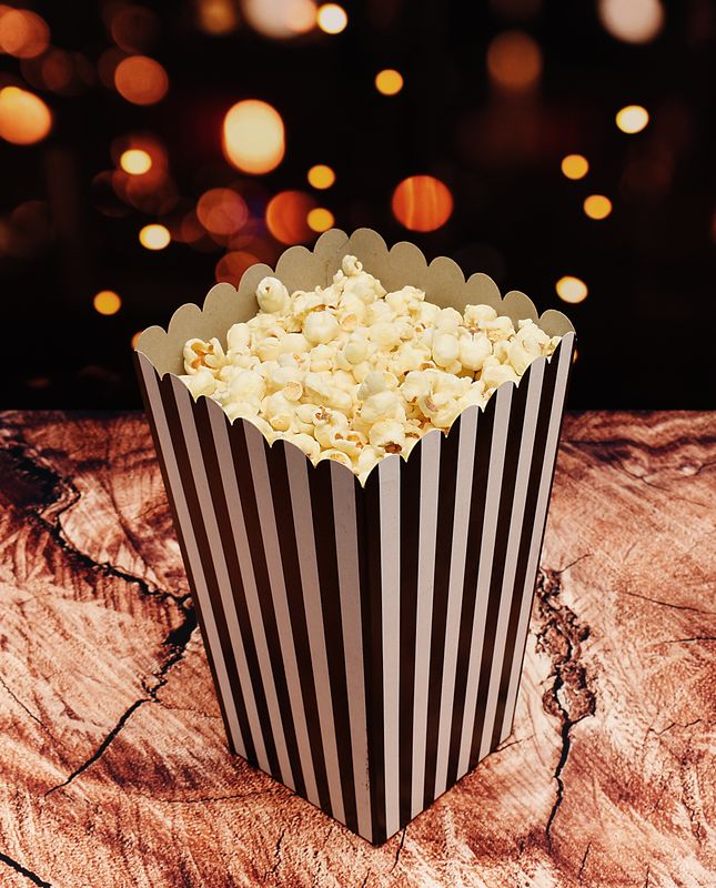 Box Popcorn Large Stripe ONLY Black/White 140x140x240mm