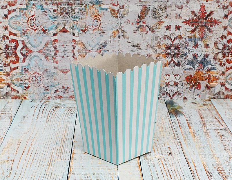 Box Popcorn Small Stripe ONLY Light Blue/White 105x105x155mm