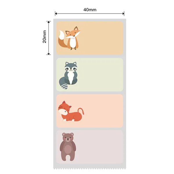 Niimbot B21/B3s - 40*20MM - 320 Thermal Labels Animal Design